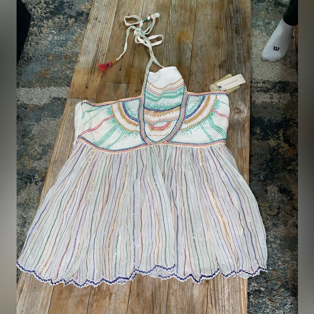 NWT Anthropologie halter top white with multicolor embroidery size 10 - Picture 6 of 6